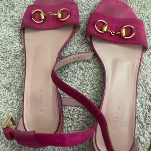 gucci lillian suede horsebit sandal